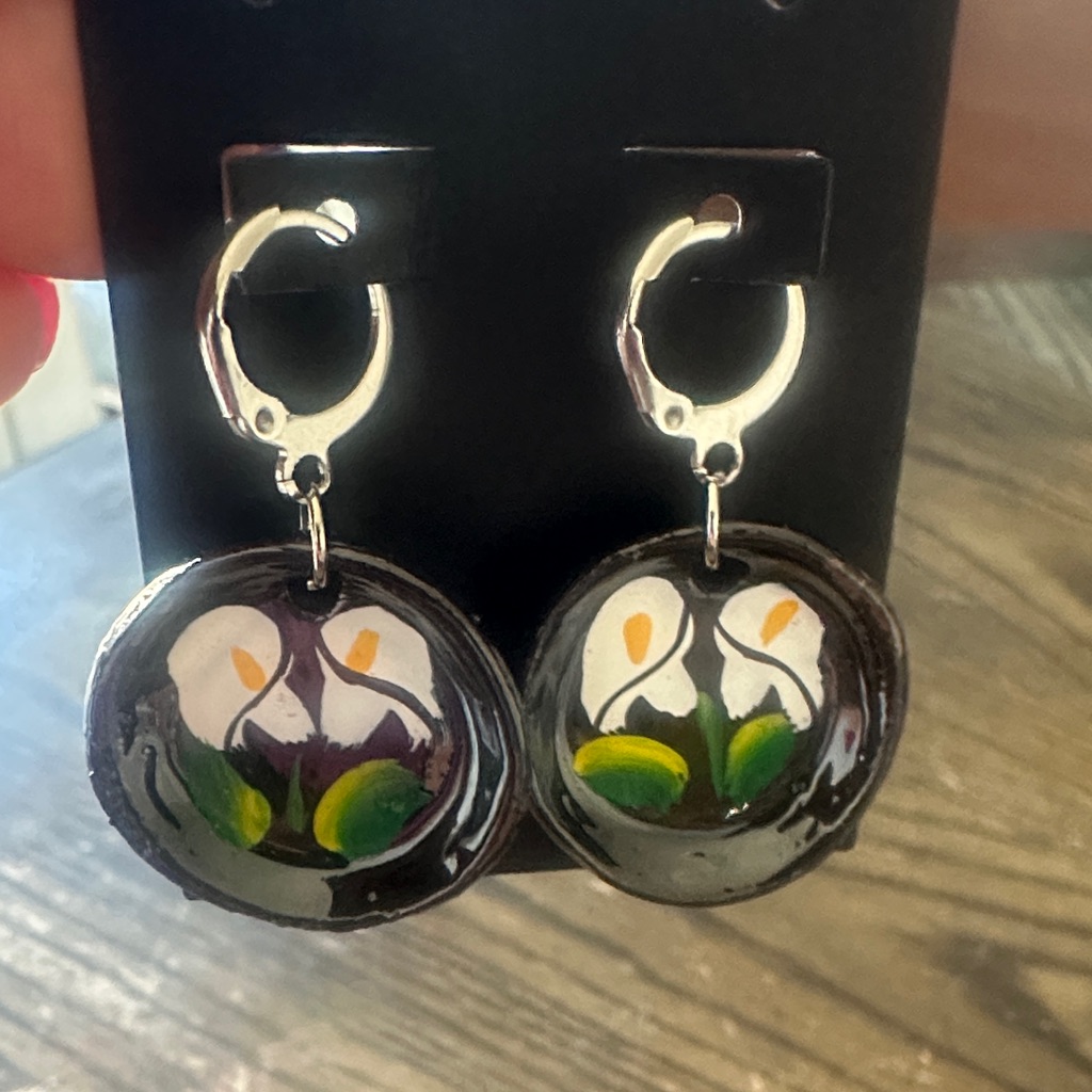 Mexicana Black And White Floral Earrings